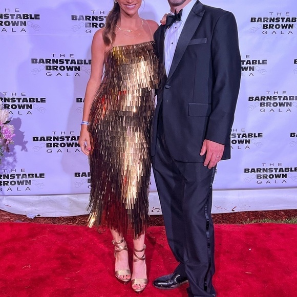 ASOS- Sold Out- Shard Detail Gold Metallic Midi Dress - Picture 8 of 8